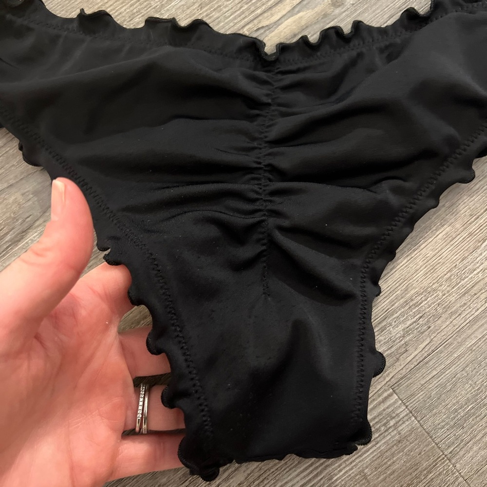 Shade & Shore Black Ruched Cheeky Swim Bottoms